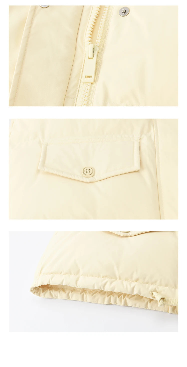 MISHOW Short Lightweight Puffer for Women 2025 Fashion Loose Long-sleeved Down Jacket Detachable Fur Collar Warm Coat MXE87Y0084