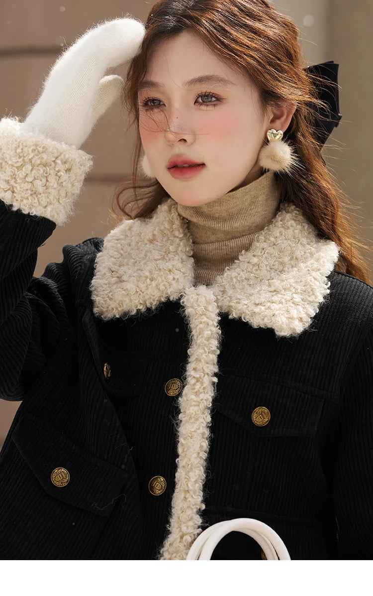 Mishow French Corduroy Patchwork Jacket & Mini Skirt Set MXC57W0180