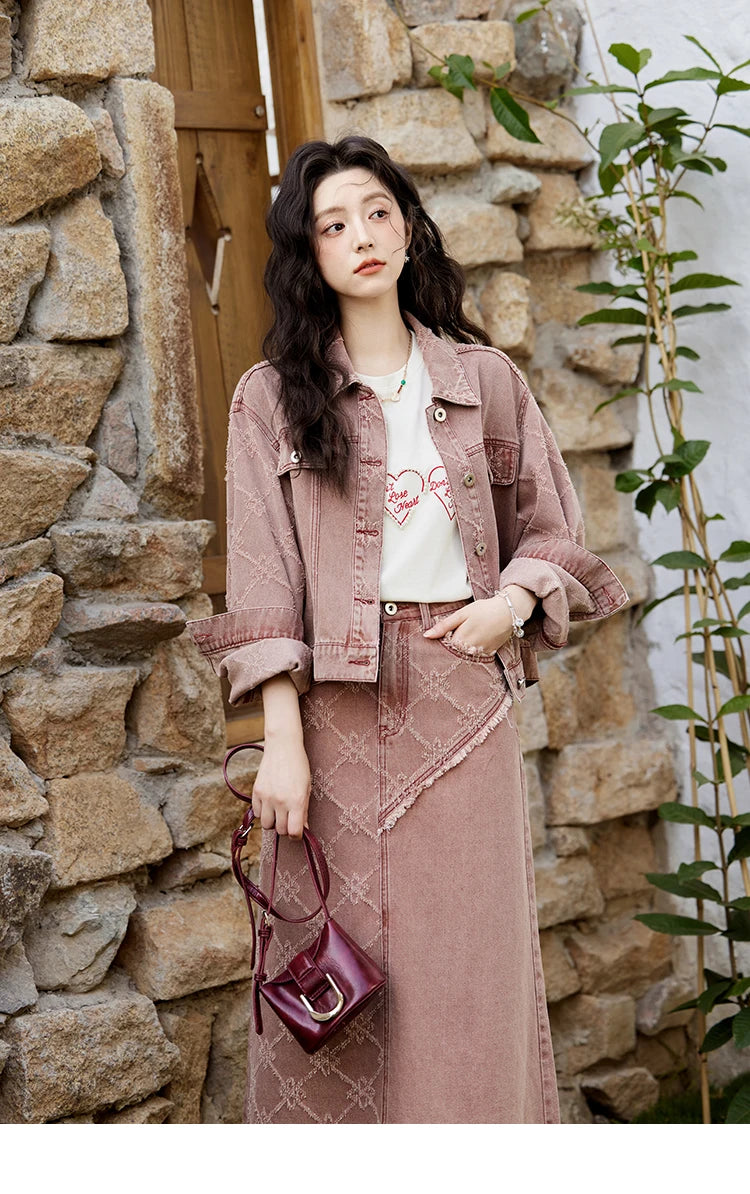 MISHOW Cowboy Skirts Separately For Women 2025 Spring New Gentle Sweet Thick Jacquard Short Jacket Mid Long Skirt MXE14W0754