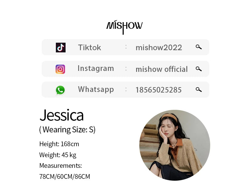 MISHOW Vintage Sweater False Two-piece Sweet Fashion V-neck Knitwear 2024 Fall New Vintage Versatile Sweater Tops MXD42Z0695