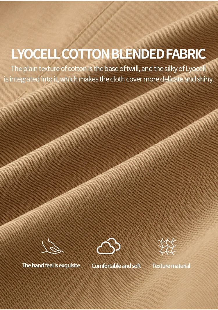 MISHOW Coats for Elegant Women Cotton 2025 Autumn Khaki Ruffled Cuff Splicing Lace Short Trench Coat Casual Jacket MXE45W0831