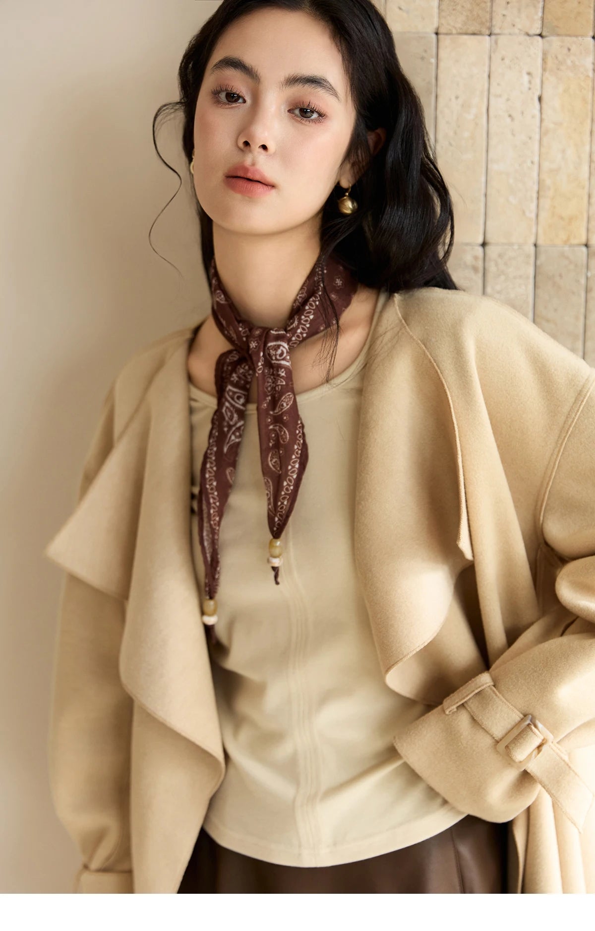 MISHOW Woman Sweaters 2025 Autumn Winter Apricot Brushed Knitted Bottoming Pullovers Pleated Design Casual Loose Top MXE48Z2517