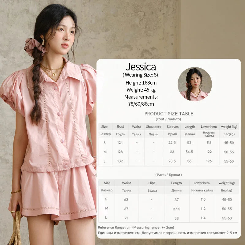 MISHOW 2 Pieces Set for Woman 2025 Summer New Loose Sweet Short Sleeve Button Shirt Casual Shorts Set Ladies Clothing MXE34T0591