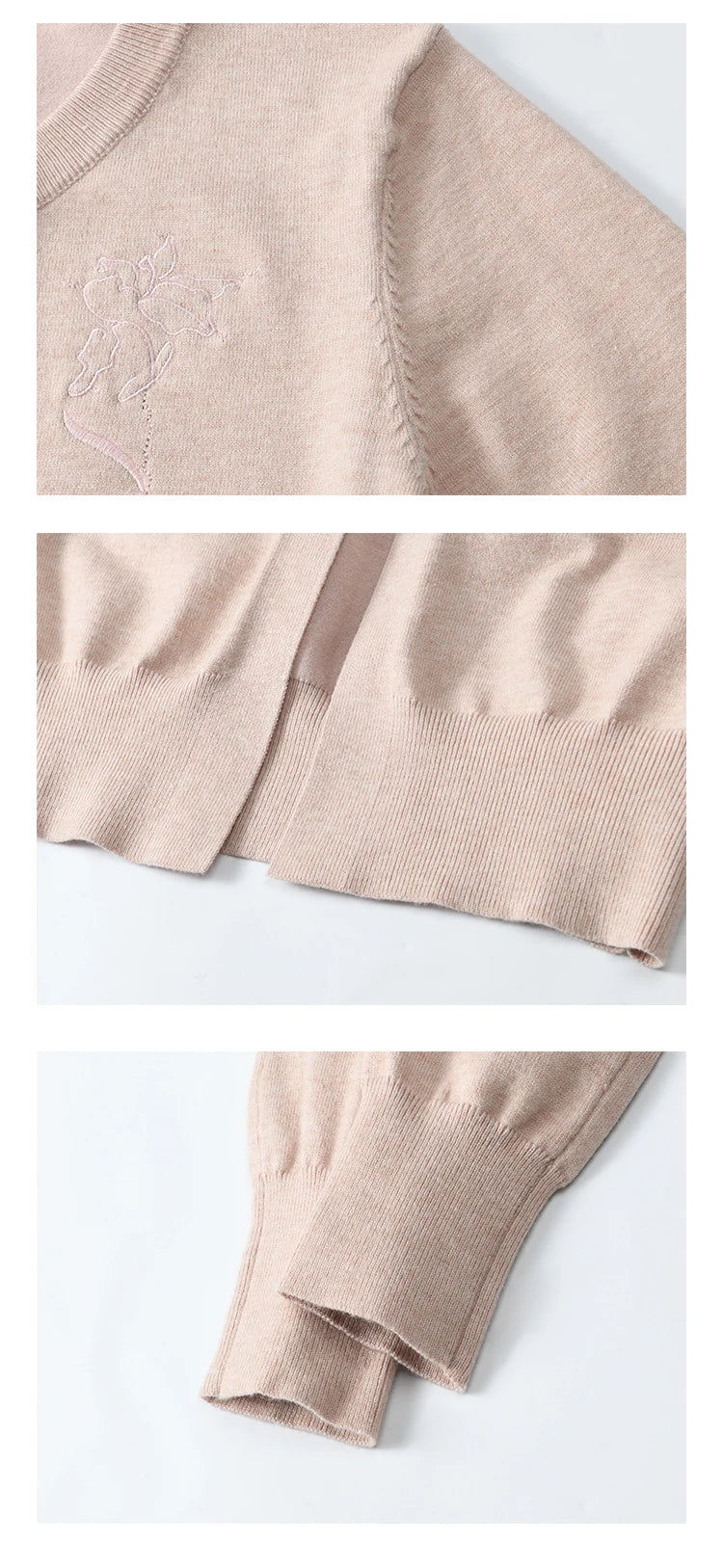 MISHOW Women's Iris Embroidery Round Neck Cardigan 2025 Spring Loose Knitted Thin Bow Design（Not Include Lace Vest）MXE13Z1142