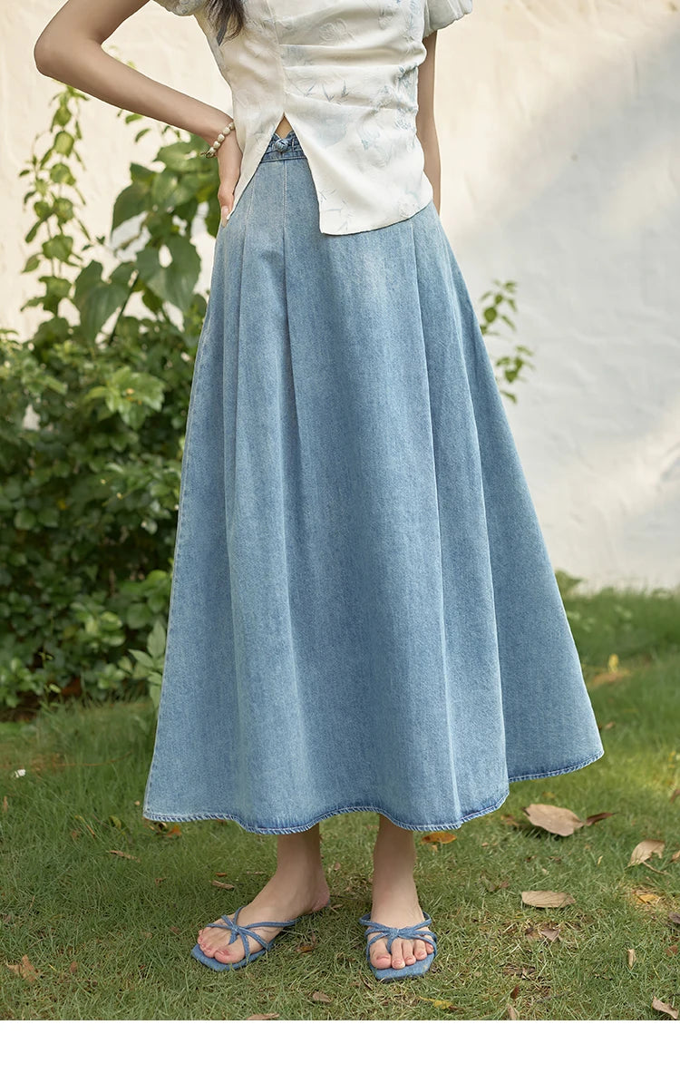 MISHOW Chinese Embroidered T-shirt High Waist Skirt Separately Summer 2024 Short Sleeve Split Hem Tops Denim Skirts MXD28X1604