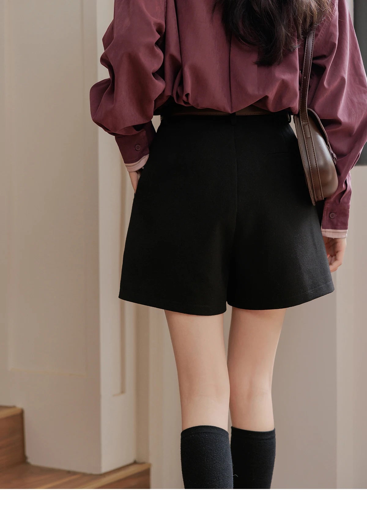 Mishow Black High Waist Wide Leg Shorts with Metal Detail MXD44K0757