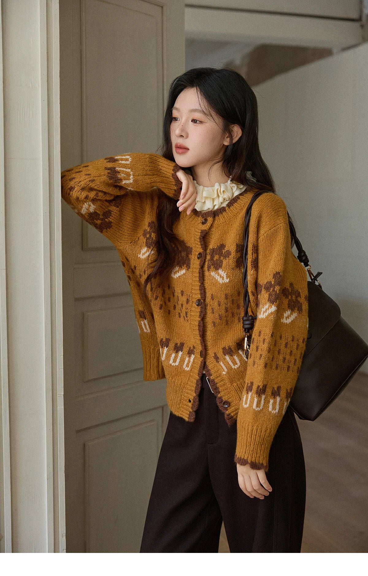 MISHOW Winter 2025 Turtleneck Knit Pullover for Women Thick Warm Fuzzy Cardigan Coat Outerwear Chic Streetwear MXE87Z2699