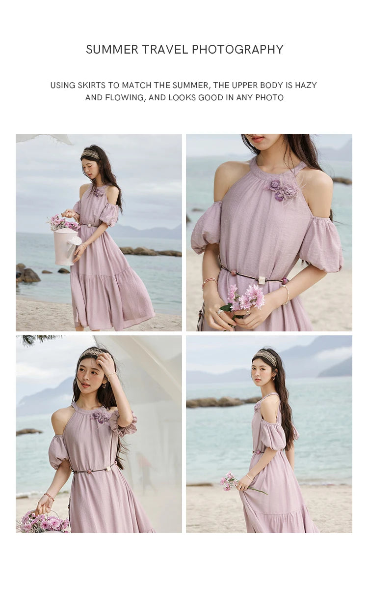 MISHOW Korean Halter Neck Jacquard Dress MXE32L2182