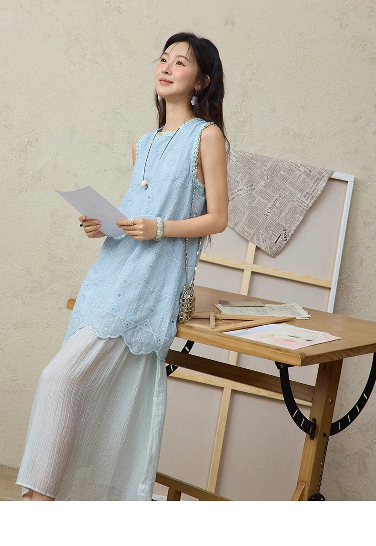 Mishow French Embroidery Fake Two-Piece Vest Dress MXE34L2311
