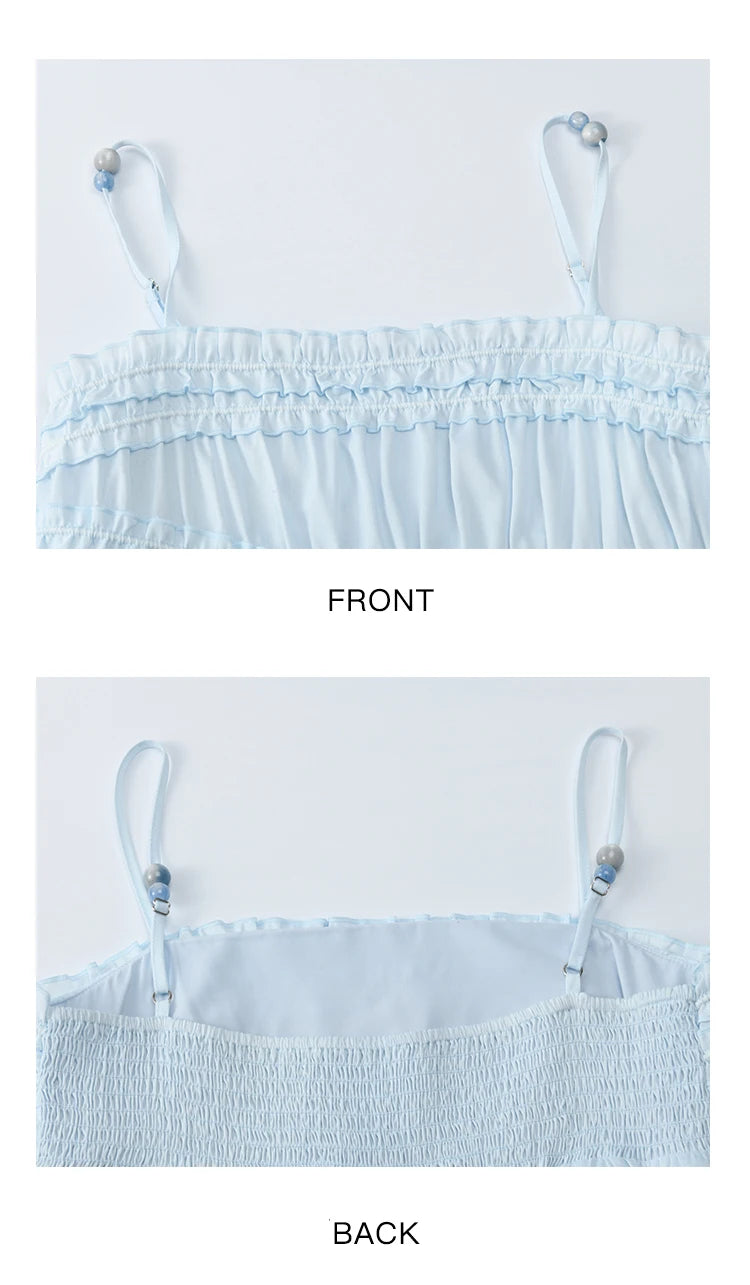 MISHOW Female Fashion Gradient Strap Dress 2025 Summer Sleeveless Black Fungal Edge Sashes Women's Vacation Dresses MXE34L2242