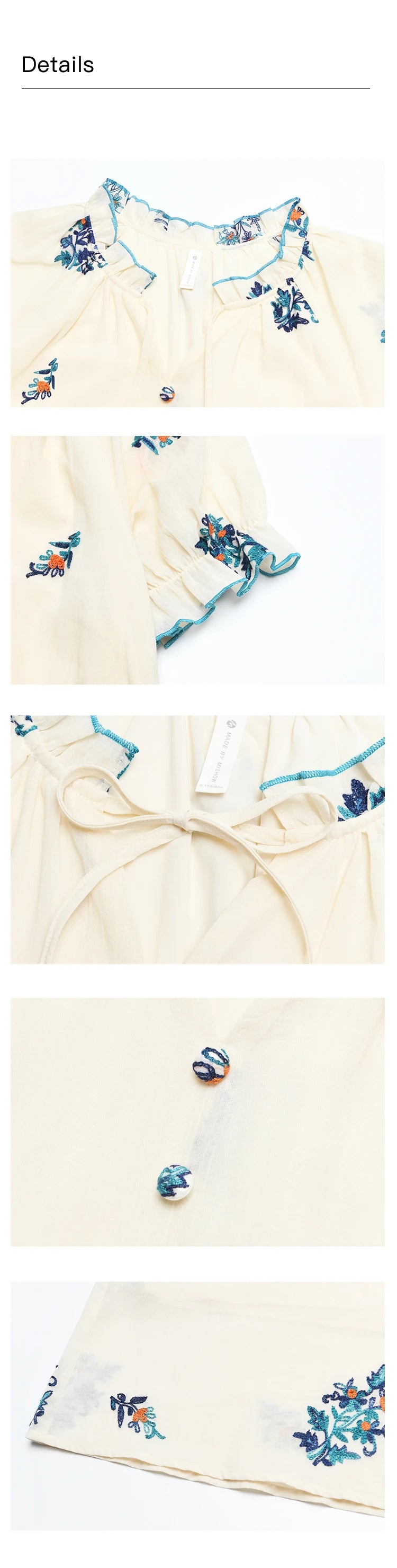 MISHOW French Romantic Dress 2024 Summer Women Embroidered Flower Fairycore Dresses Elastic Waist Drawstring Dress MXD24L1835