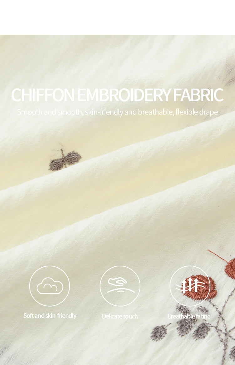 MISHOW Women's V-neck Chiffon Embroidery Dress 2025 Summer New Fashion Lace Splicing Print Dresses Women's Clothing MXE39L2382