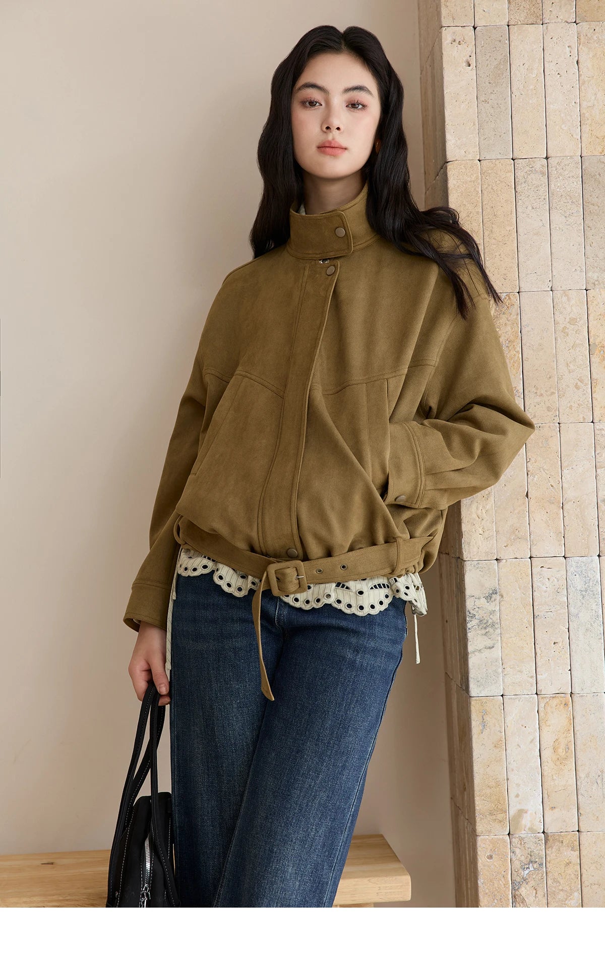 MISHOW Retro Jacket Women 2025 Autumn Winter Warm Stand Collar Casual Jacket Slim Design Zipper Jacket Woman Clothes MXE49W0853