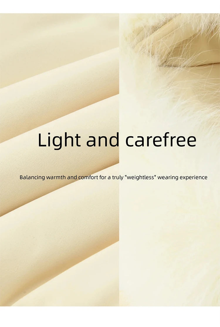 MISHOW Short Lightweight Puffer for Women 2025 Fashion Loose Long-sleeved Down Jacket Detachable Fur Collar Warm Coat MXE87Y0084