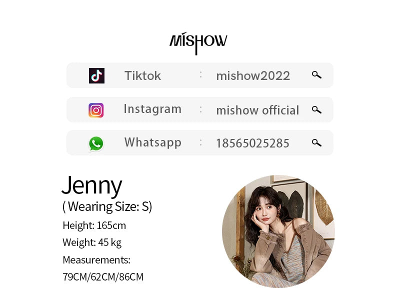 MISHOW Women's French Retro Denim Jacket 2024 Autumn Short 100Cotton Streetwear Top Wide-waisted Single Breasted Coat MXD43W0391