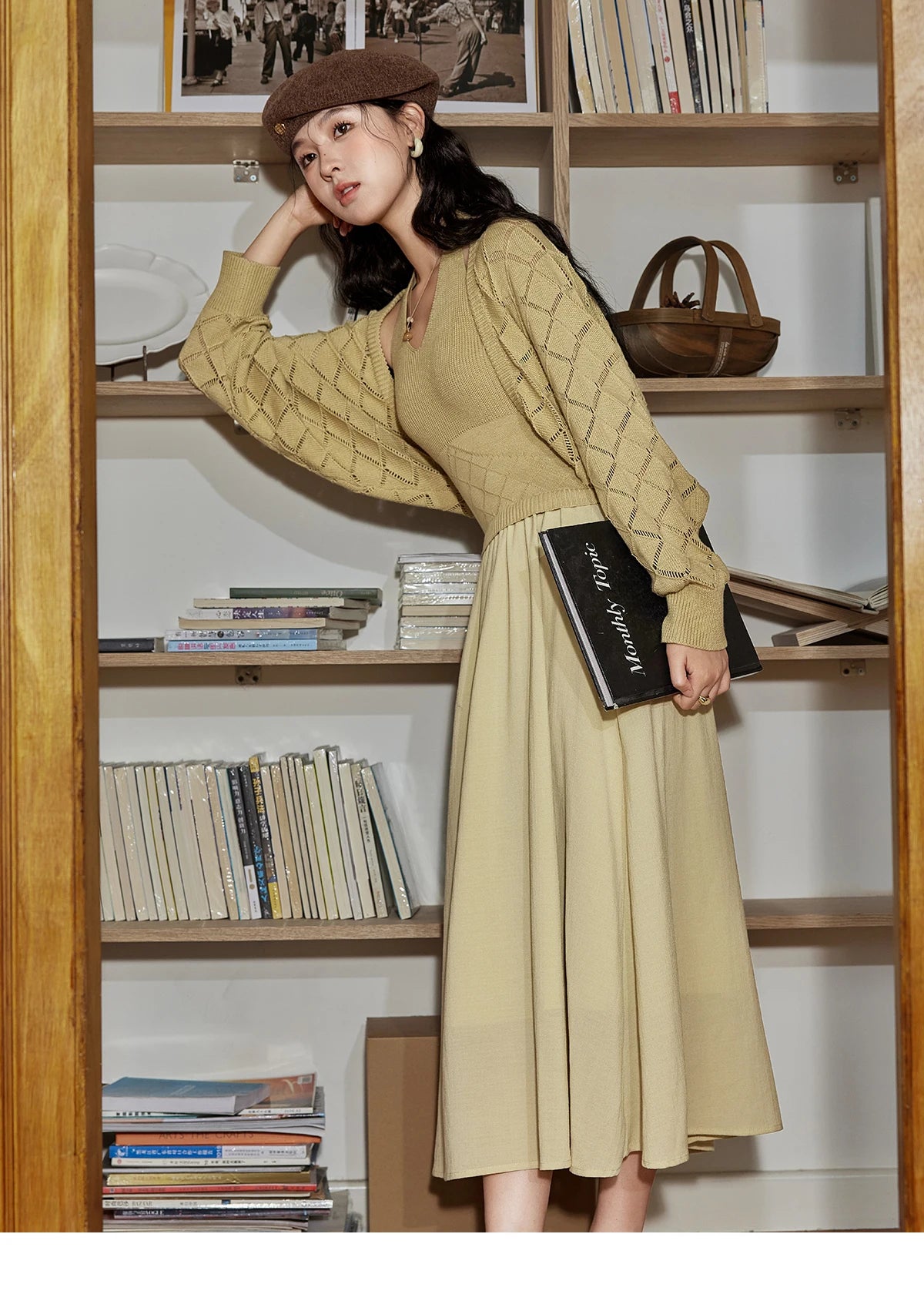 MISHOW Hanging Neck Dress Knitted Cardigan Separately 2024 Autumn Hollow Short Top Knitted Patchwork Sleeveless Dress MPD42L2040