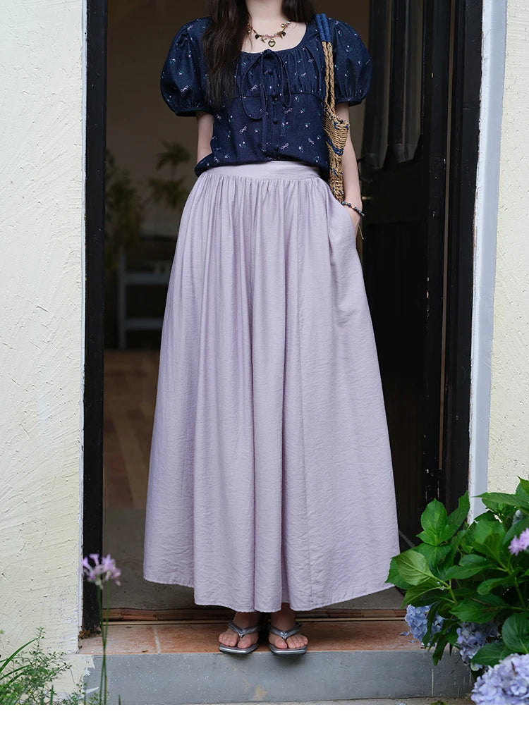 MISHOW Casual Half Skirt for Women 2025 Summer New Office Lady Fashion High Waist Pocket Female Purple Pleated Skirt MXE39B2366