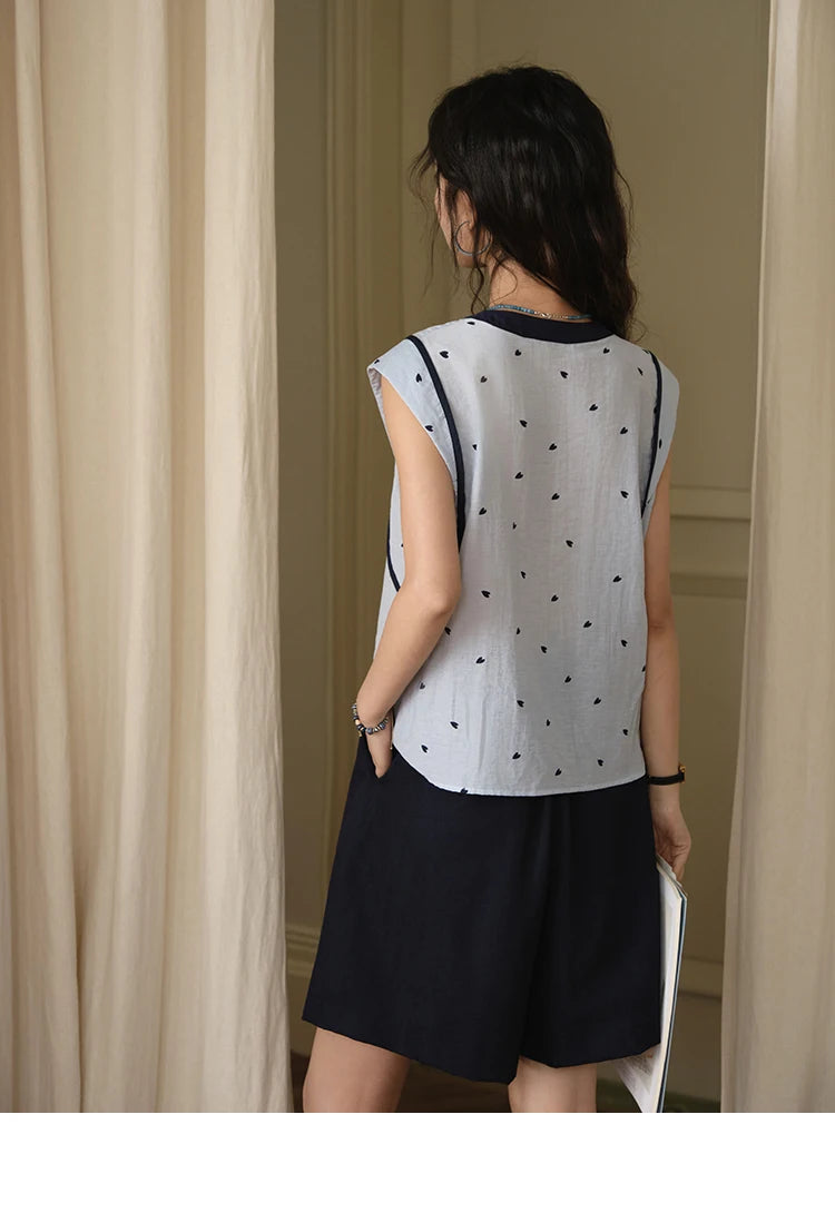 MISHOW Women's 2 Piece Set 2025 Summer Fashion Sleeveless Button Shirt High Waist A-line Shorts Set Ladies Clothing MXE37T0656