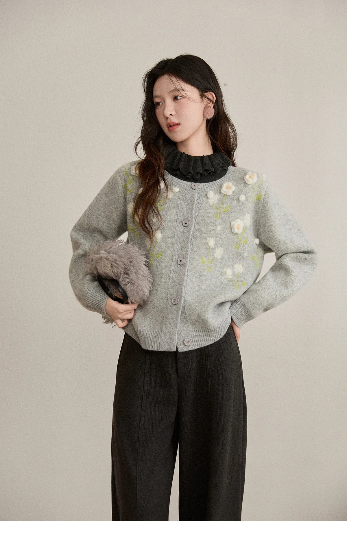 MISHOW High Waist Wide Leg Pants for Women 2025 Winter Casual Loose Thick Fleece Warm Knit Pants Straight Trousers MXE92K1127