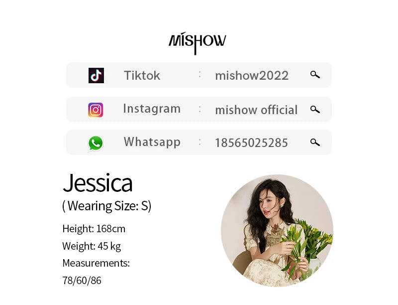 MISHOW Chinese Chiffon Embroidered Shirt A-line Skirt Separately Summer Puff Sleeve Top Rear Elastic Waist Skirt MXD24X1405