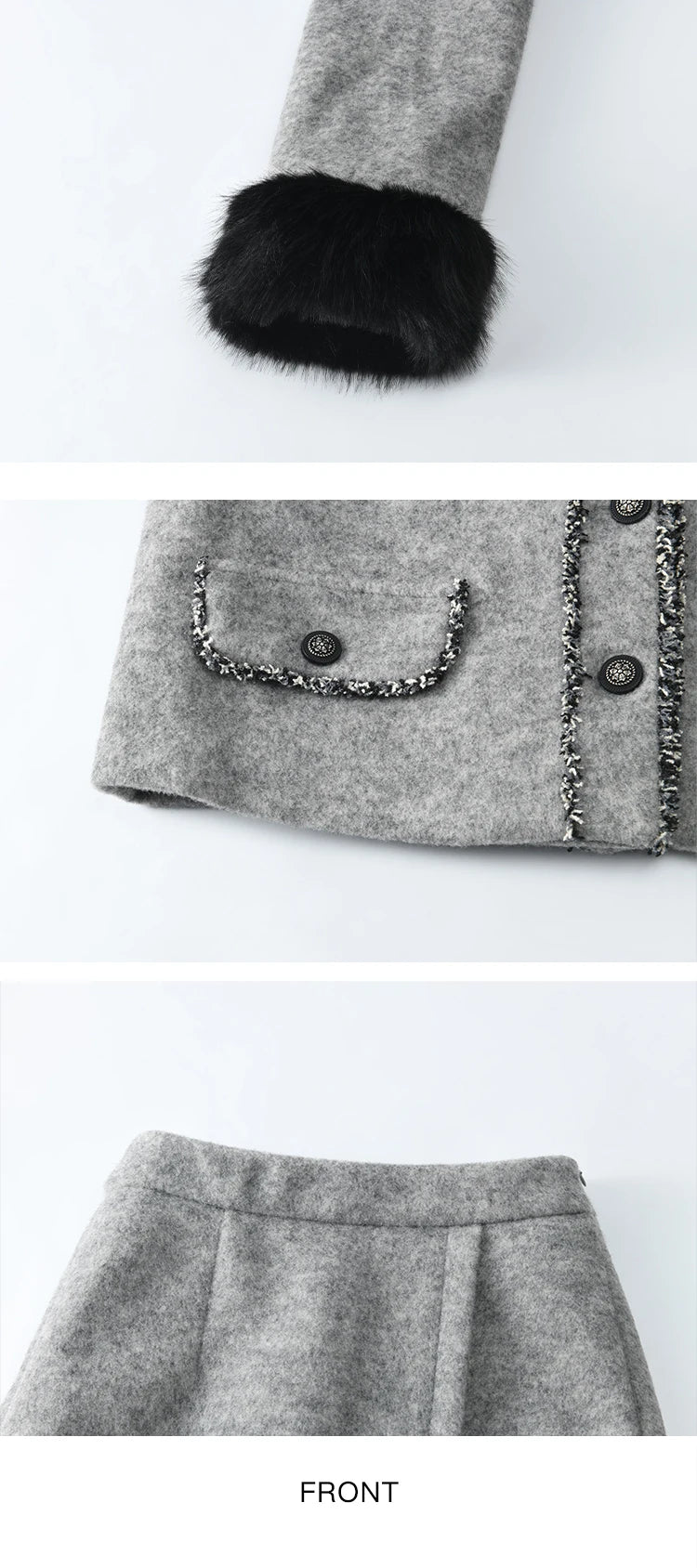 MISHOW Short Tweed Jacket Temperament Midi Skirts Separately Color Clash Lace Design Winter Skirt Thickened Coat MXD54W0553