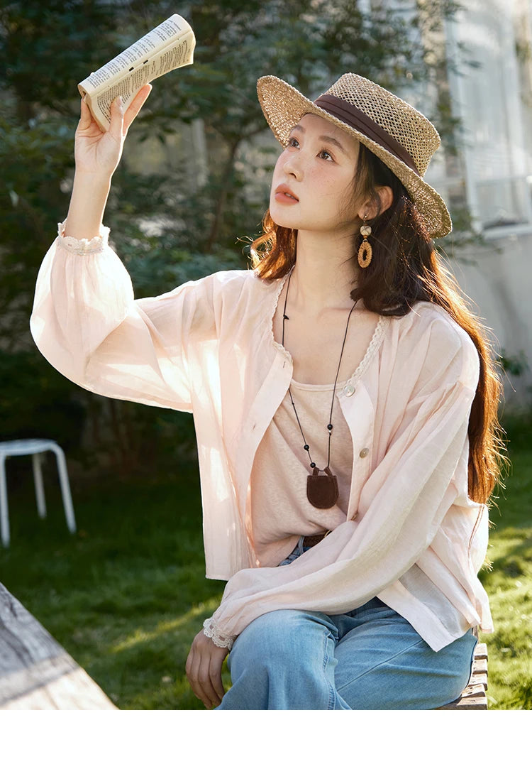 MISHOW Thin Shirt Set for Women 2025 Summer New Ladies Casual Tank Top Sunshade Button Shirt Stacked Two Piece Set MXE39T0689