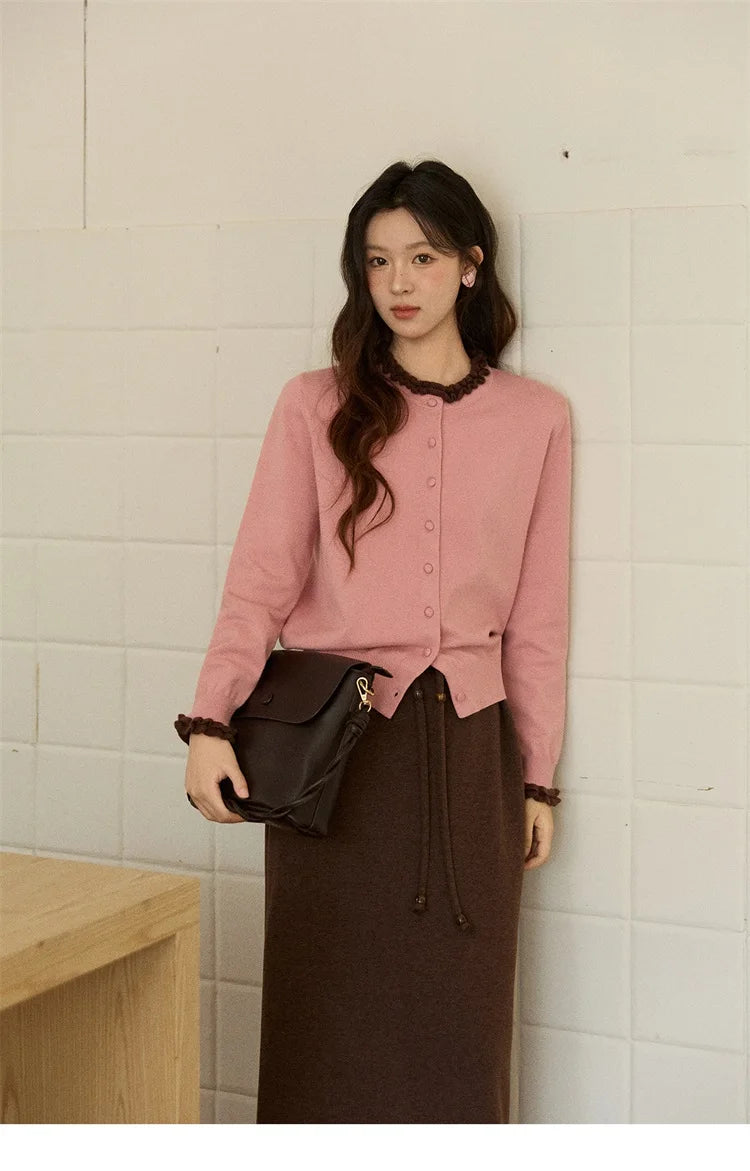 MISHOW Woman Brown Skirt 2025 Retro High Waist Loose Fitting Half Body Skirt with Back Split Straight Leg Long Skirt MXE90B2447