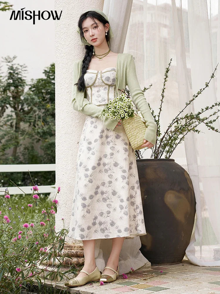 MISHOW Floral Camisole Skirt Separately Summer Adjustable Shoulder Straps Sleeveless Top Back Elastic Waist Skirts MXD14D0026