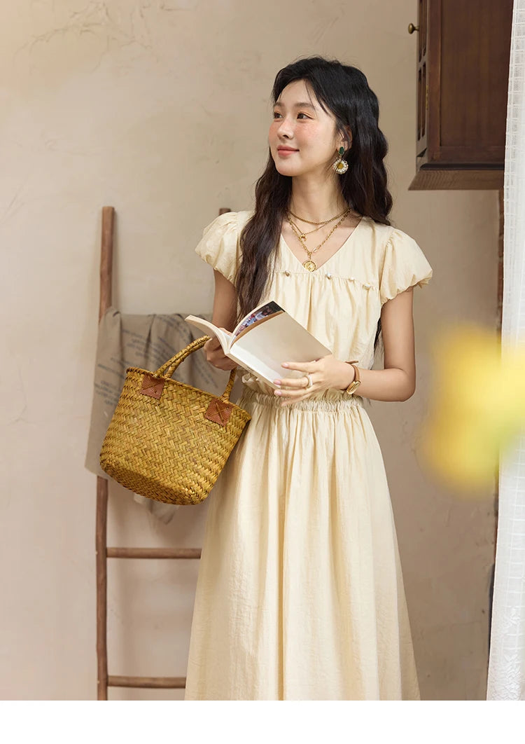 Mishow Flower Bud Sleeve V-Neck Sash Dress MXE34L2238