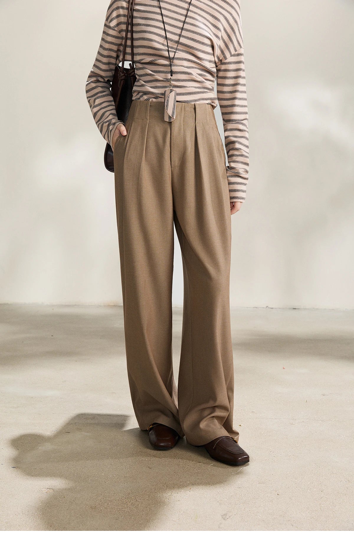 MISHOW Women's Camel Wide Leg Pants 2026 Spring High Waist Pleated Pants Office Lady Versatile Loose Casual Trousers MXF108K1007