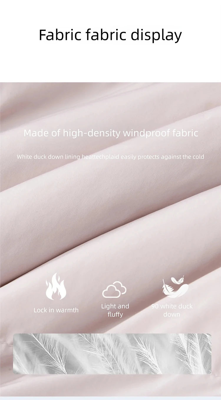 MISHOW Women's Short Coat with 90% White Duck Down Filling Windproof Down-proof Hooded Jacket Lightweight Warm Coat MXE51Y0080