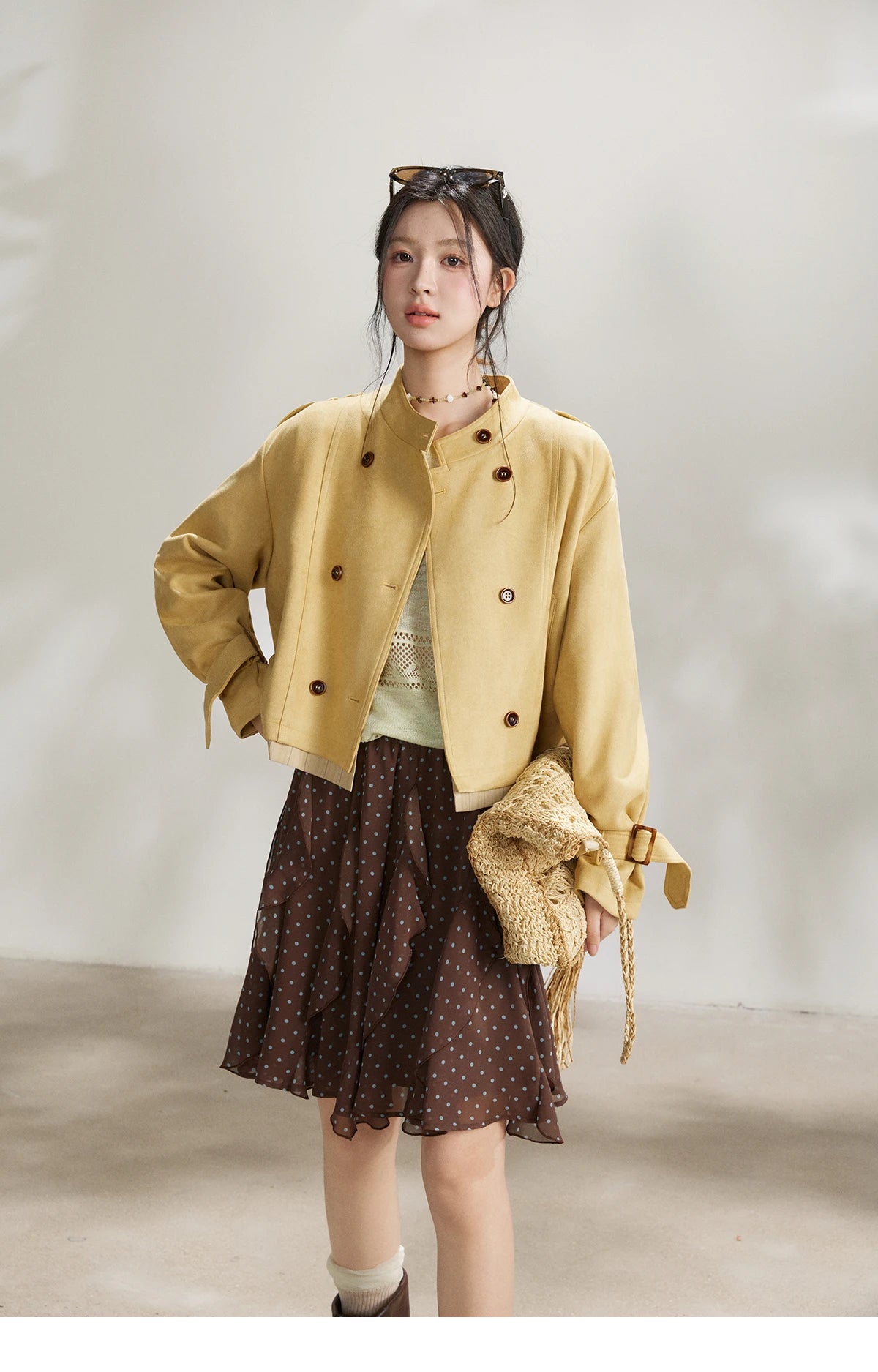 MISHOW Women's Pale Yellow Knit Top 2026 Spring Crew Neck Hollow Out Striped thin tops Casual Loose Sheer Sweater MXF13Z3020