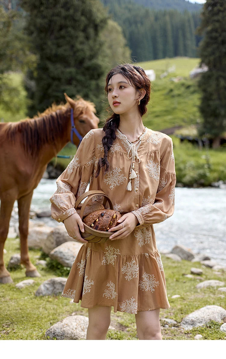 MISHOW French Jacquard Shirt Rear Elastic Waist Flower Bud Skirt Separately 2024 Tassel Lace Up Top Sweet Short Skirt MXD41X1636