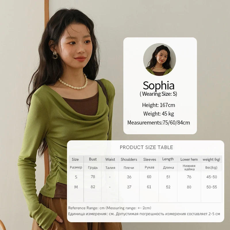 MISHOW Multi Colored Fake Two-piece Knitted Sweater 2025 Autumn Swinging Collar Casual Tops Contrasting Waist Top MXE42Z1341