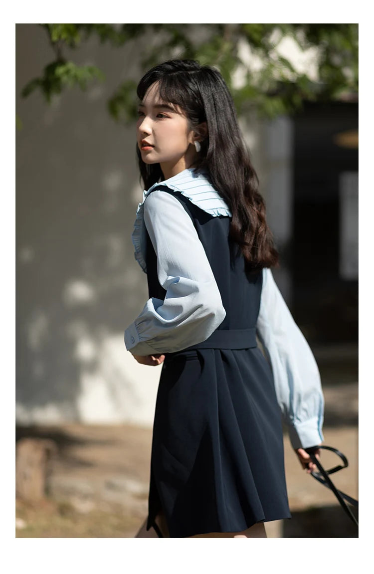 MISHOW Spring Vest Dress Korean Doll Collar Shirt Long Sleeve Elegant Shirt Female Clothing Separately Office Lady MXB12C0199