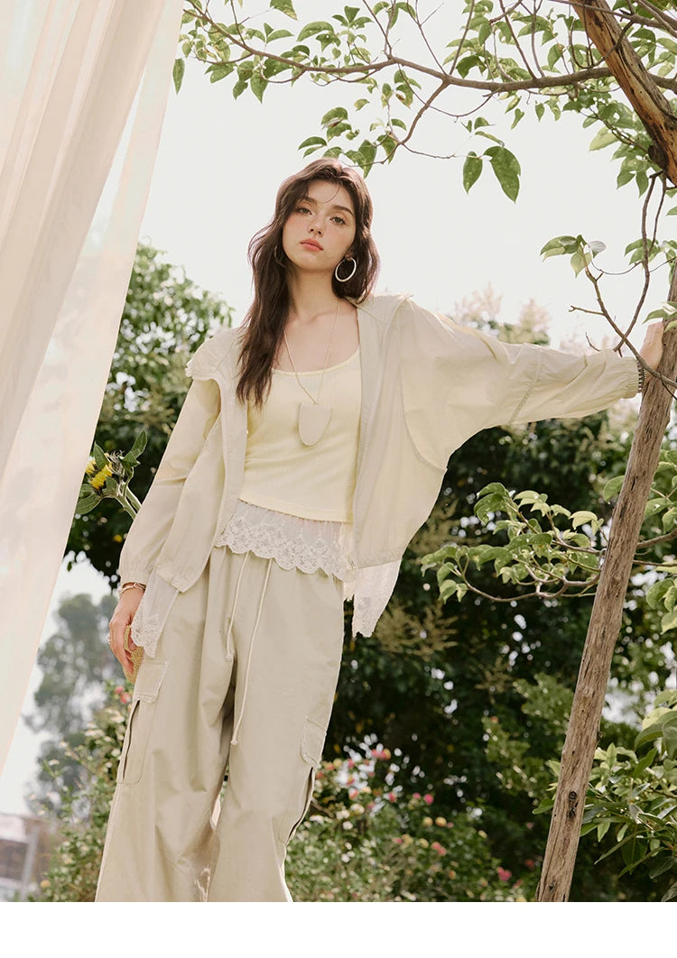 MISHOW Sunscreen Summer Coat Women New 2025 Long Sleeve Hooded Solid Lace Loose Cardigan Female Thin Breathable MXE33W0780