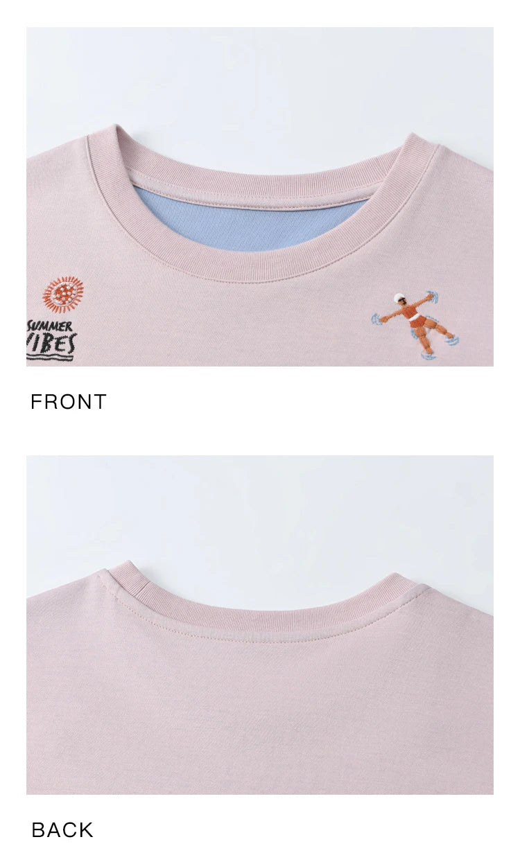 MISHOW Embroidered Casual T-shirt for Women Summer 2025 Short Sleeve Round Neck Shirts Female New Fashion Tops Lady MXE16T0506