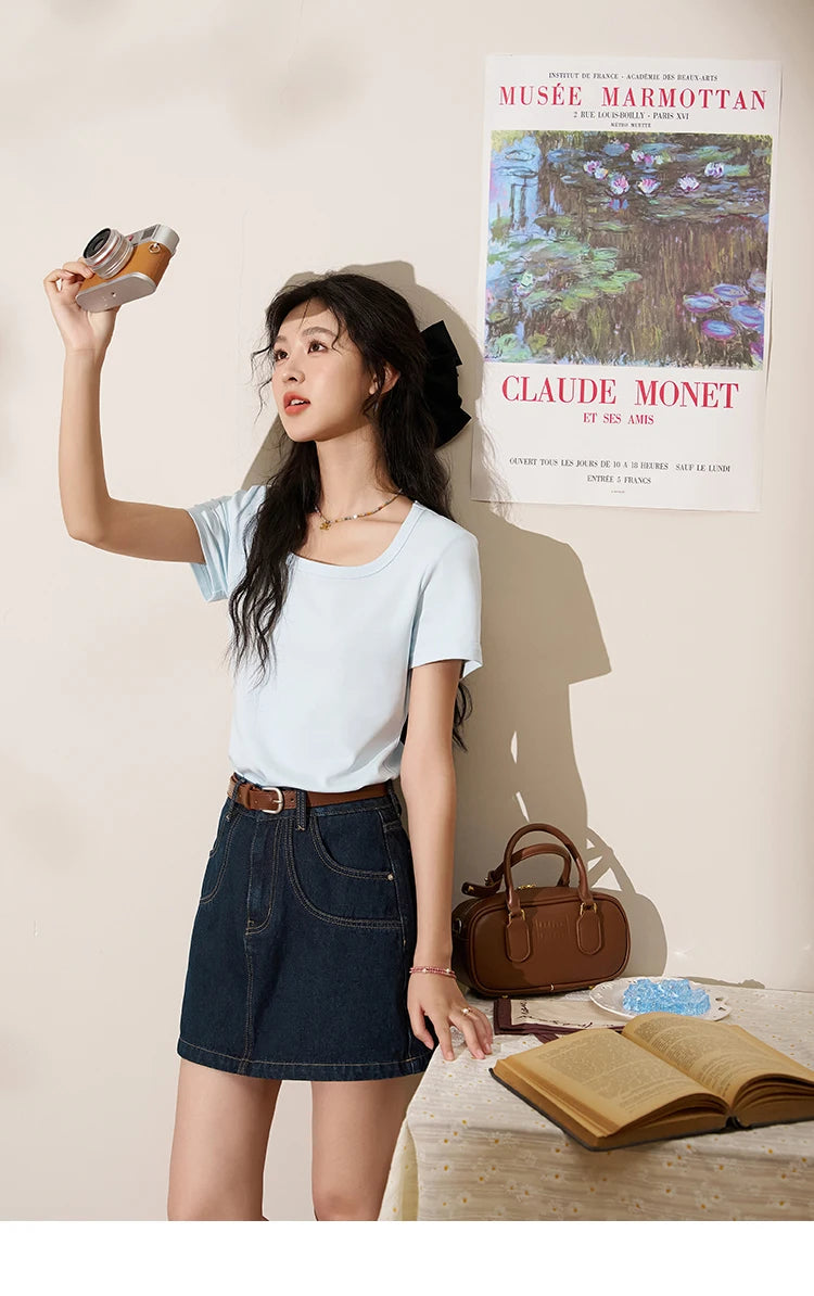 MISHOW High Waisted Denim Skirts for Women 2024 Summer New Fashion Simple Versatile Female Korean Style Chic Skirt MXD23B0366