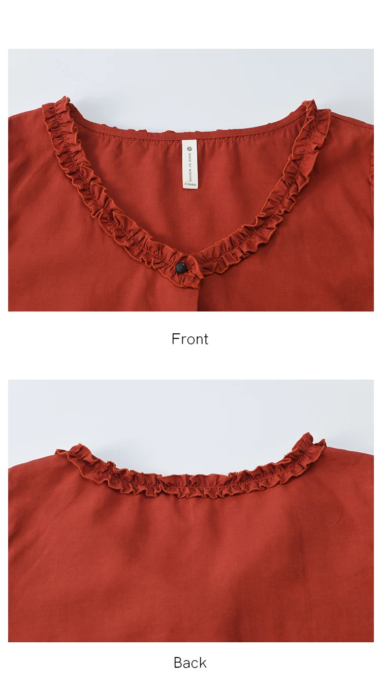 MISHOW Women's Summer Clothes 2025 Fashion Mushroom Edge V-neck Blouse Office Lady Casual Short Sleeve Button Top MXE38X1867