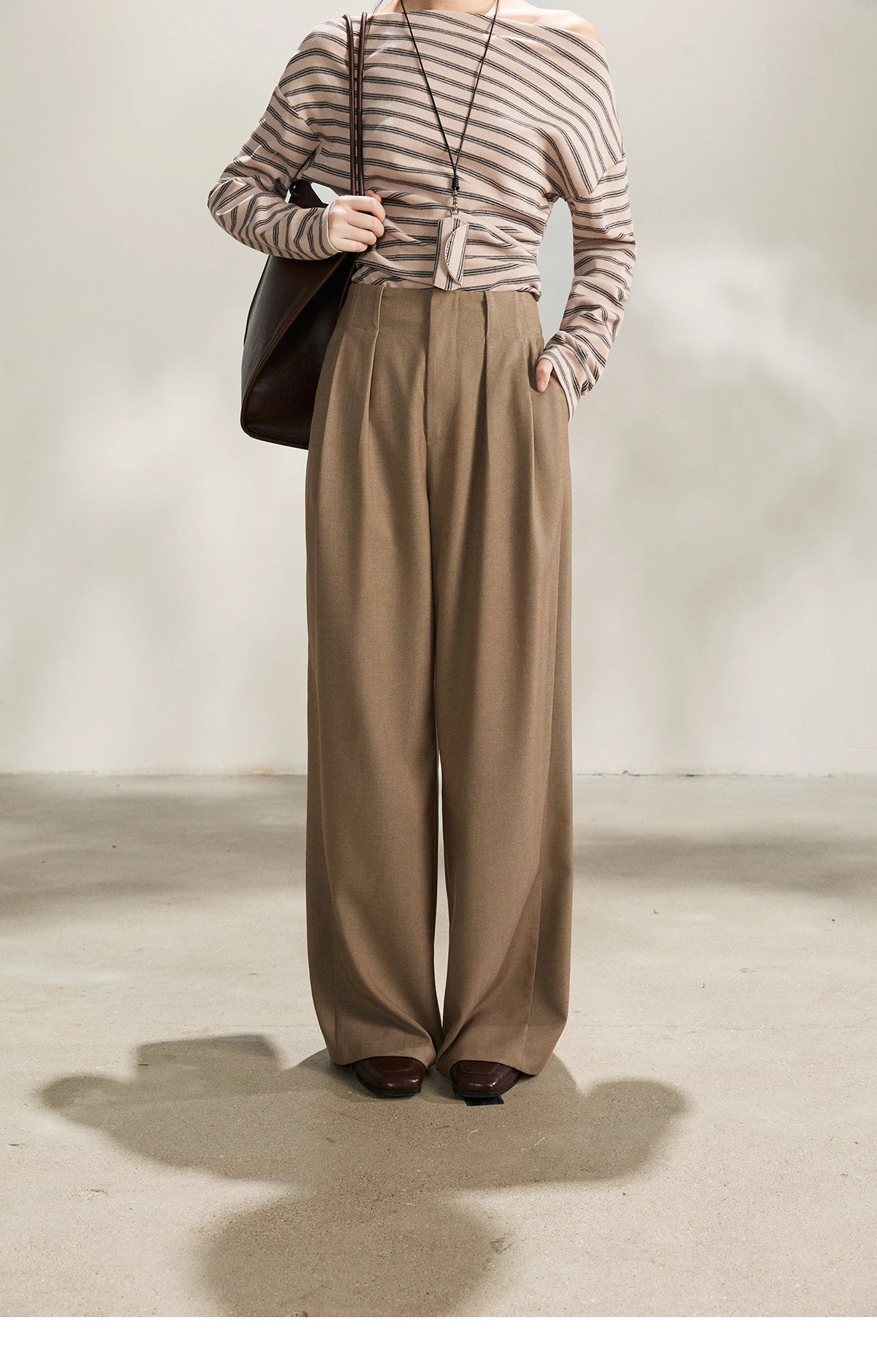 MISHOW Women's Camel Wide Leg Pants 2026 Spring High Waist Pleated Pants Office Lady Versatile Loose Casual Trousers MXF108K1007