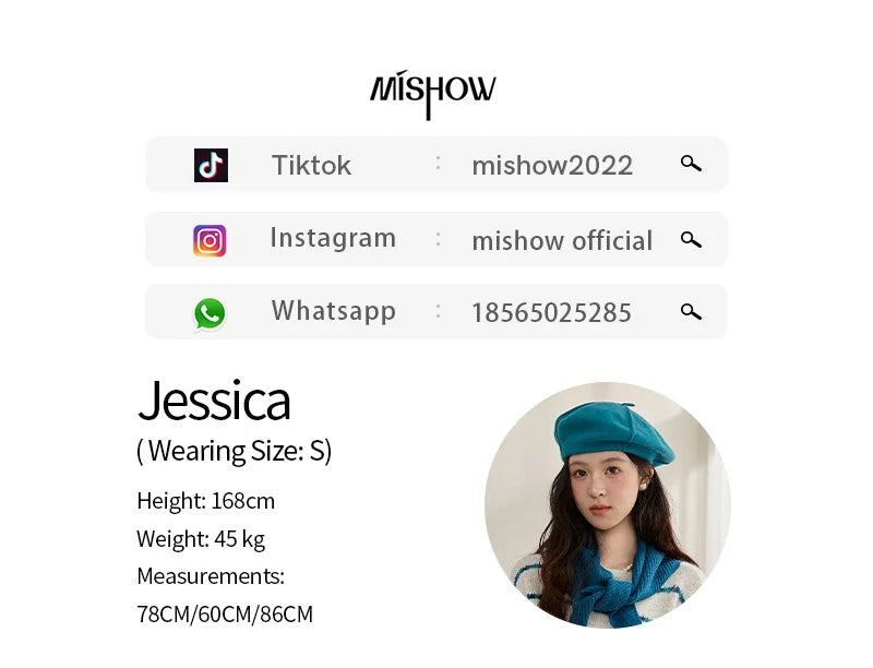 MISHOW Women's Blue Striped Sweater 2025 New Alpaca Wool Shawl Scarf Set Retro Loose Casual Knit Top Winter Clothes MXE90Z2821