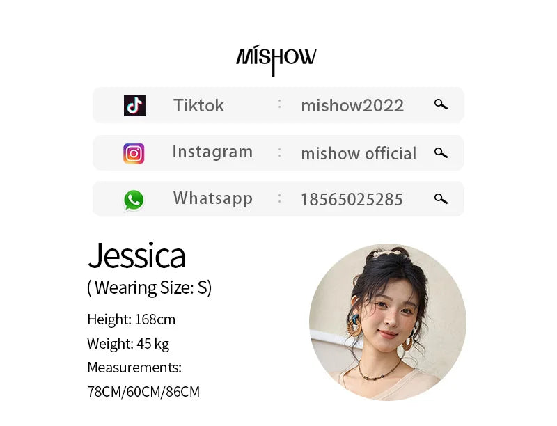 MISHOW V-neck Short Sleeve T-shirt Summer 2025 Mid Front Elastic Fold Single Row Shell Button Tees Casual Slim Tops MXE34T0560