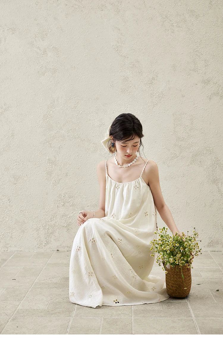 MISHOW Elegant Summer Camisole Dress Women 2025 New Sleeveless Hollow Embroidery Slim Dresses Female Fashion Romantic MXE15L2142