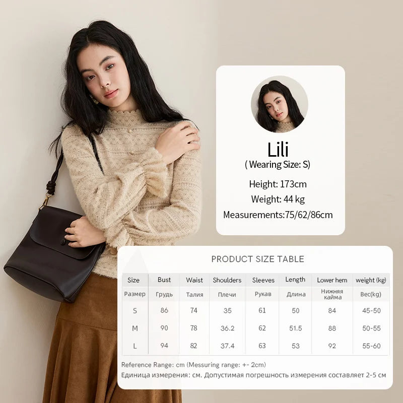 MISHOW Women's Casual Shirt 2025 Autumn Design Sense Elegant Lace Shirt New Half-high Collar Waist Slit Slim Tops MXE48X2501