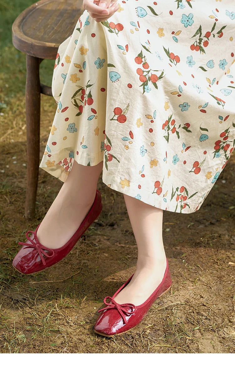 MISHOW French 100 Cotton Floral V-neck Dress Women 2025 Summer Bubble Sleeve Drawstring Lace-up Temperament Dresses MXD30L1868