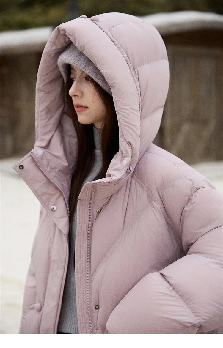 MISHOW Blue Down Coat Women 2025 Winter Fashion Elegant 90% White Duck Down Short Lightweight Puffer Jacket Warm MXE51Y0081