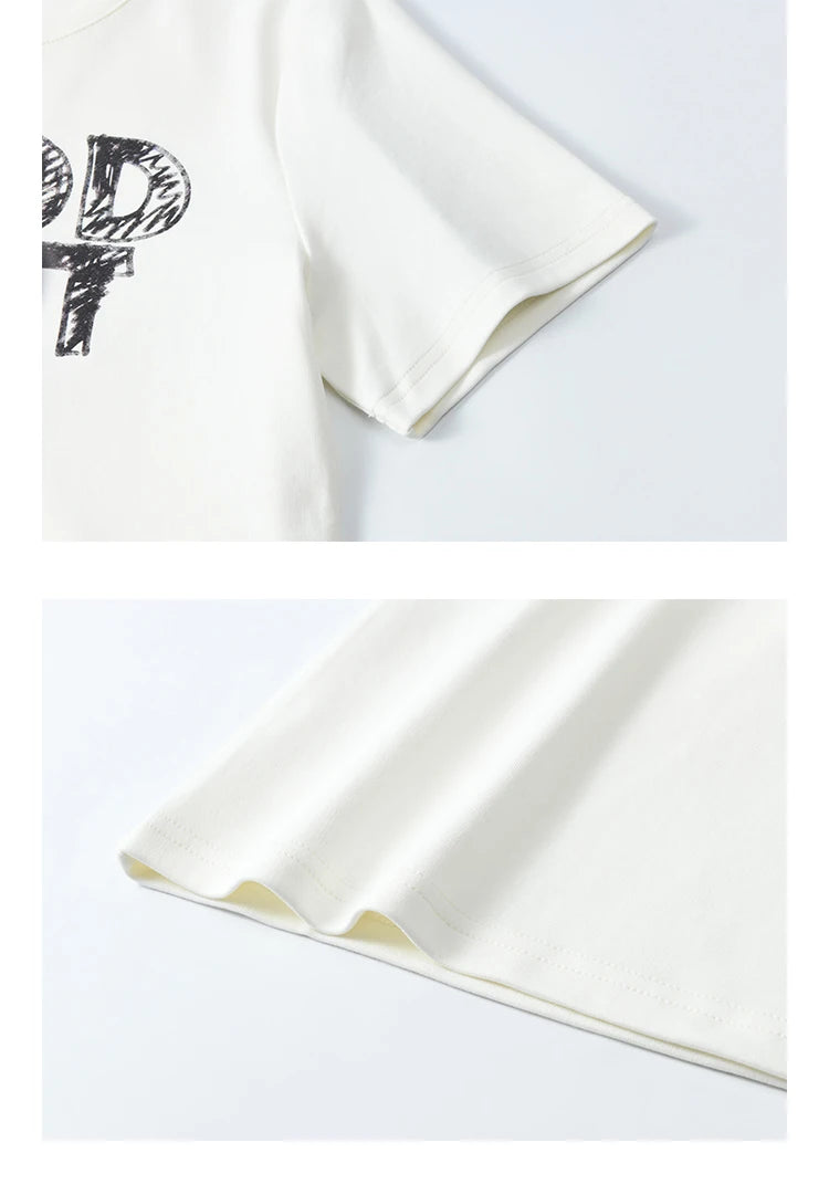 MISHOW Printed Cotton T-shirts for Women Spring 2025 Loose Slim Short Round Neck Tees Versatile Soft Casual Tops MXE13T0461