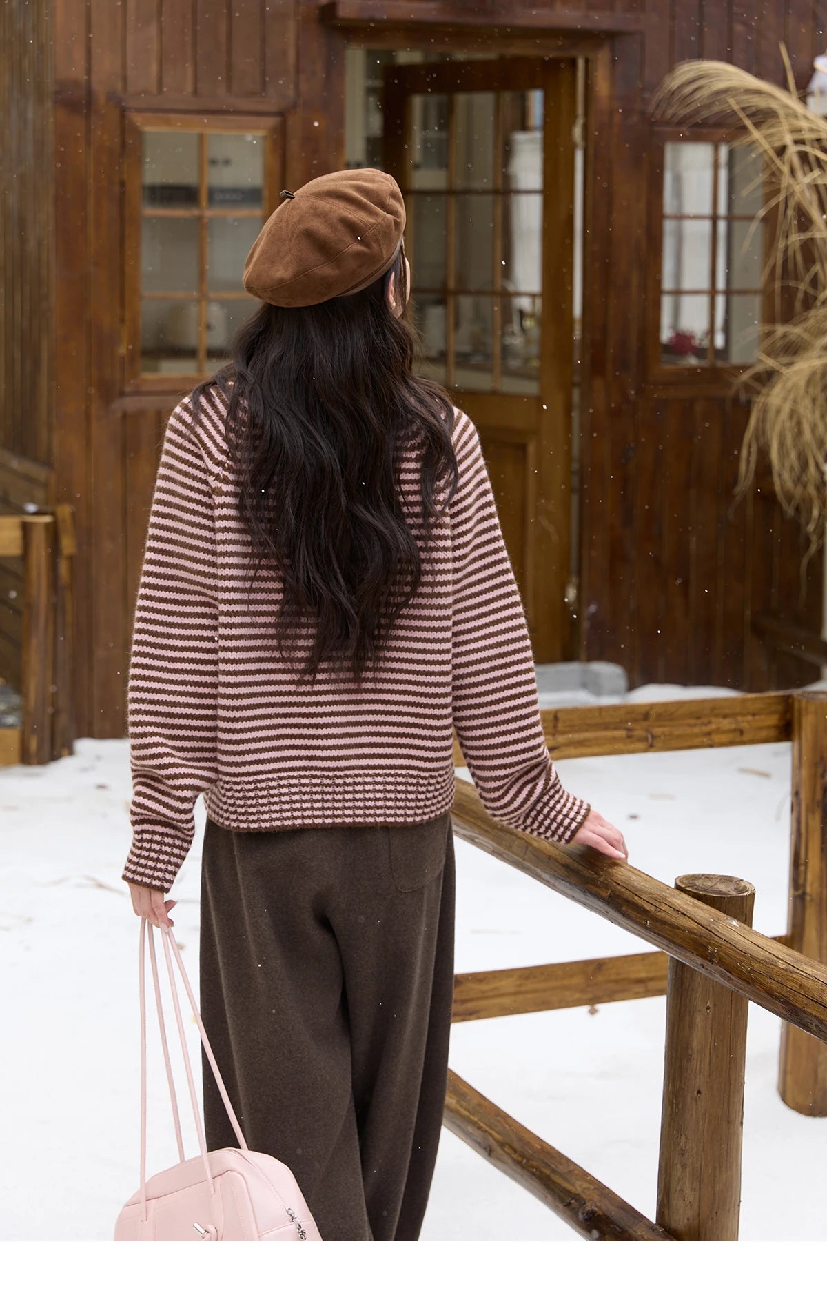 MISHOW New Striped Knitted Cardigan 2025 Autumn Winter Retro Stand-up Collar Raglan Sleeve Cardigan Commute Loose Top MXE88Z2690