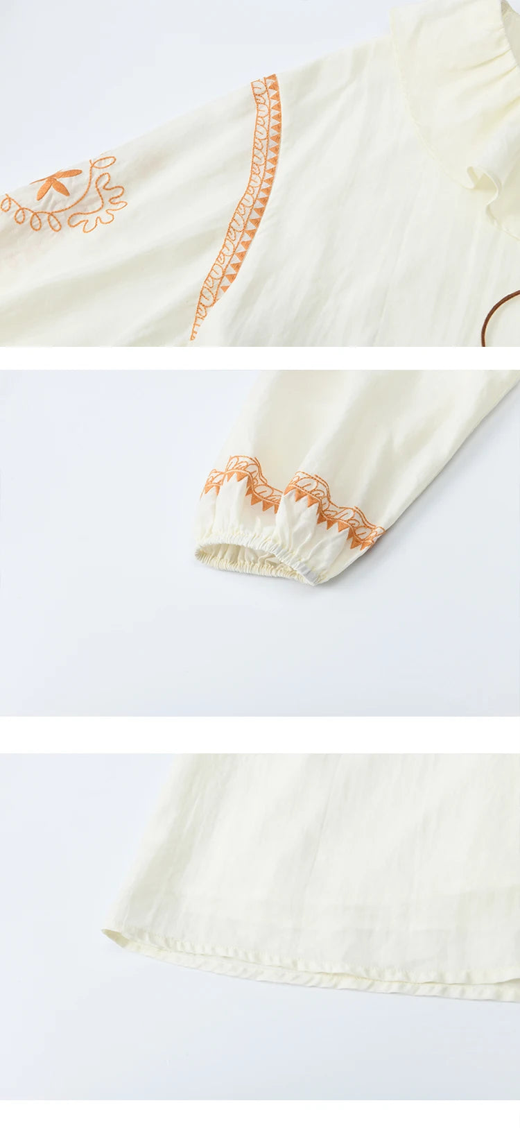 MISHOW Cashew Flower Embroidered Blouse Autumn 2025 Ruffle V-neck Lace Up Tops 100 Lyocell Lantern Sleeves Blouses MXE43X1987