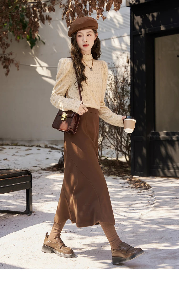 MISHOW Lace Bottoming Shirt Women Autumn Winter Mock Neck Long Sleeve Knitted Pullover French Warm Inner Top Female MXC58Z0481